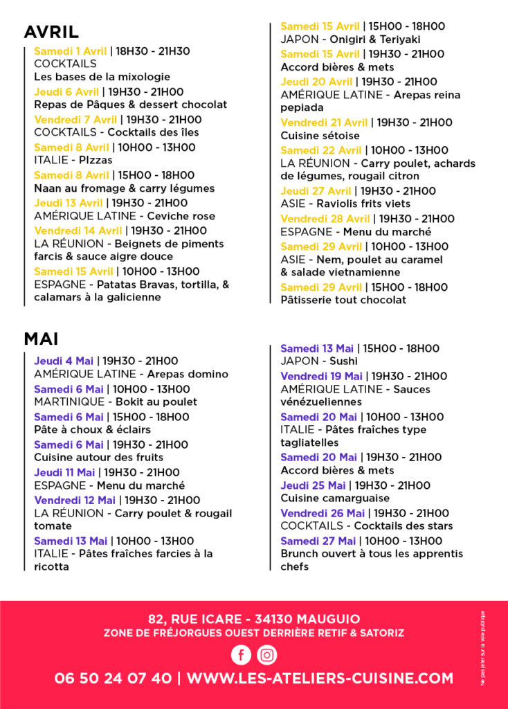montpellier programme des MARS à MAI 2023