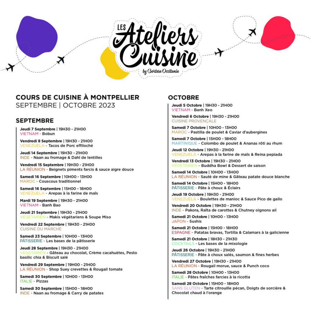 cours de cuisine montpellier 2023